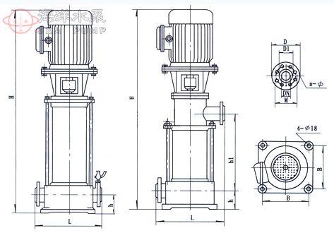 GDL立式清水管道多级离心泵安装尺寸
